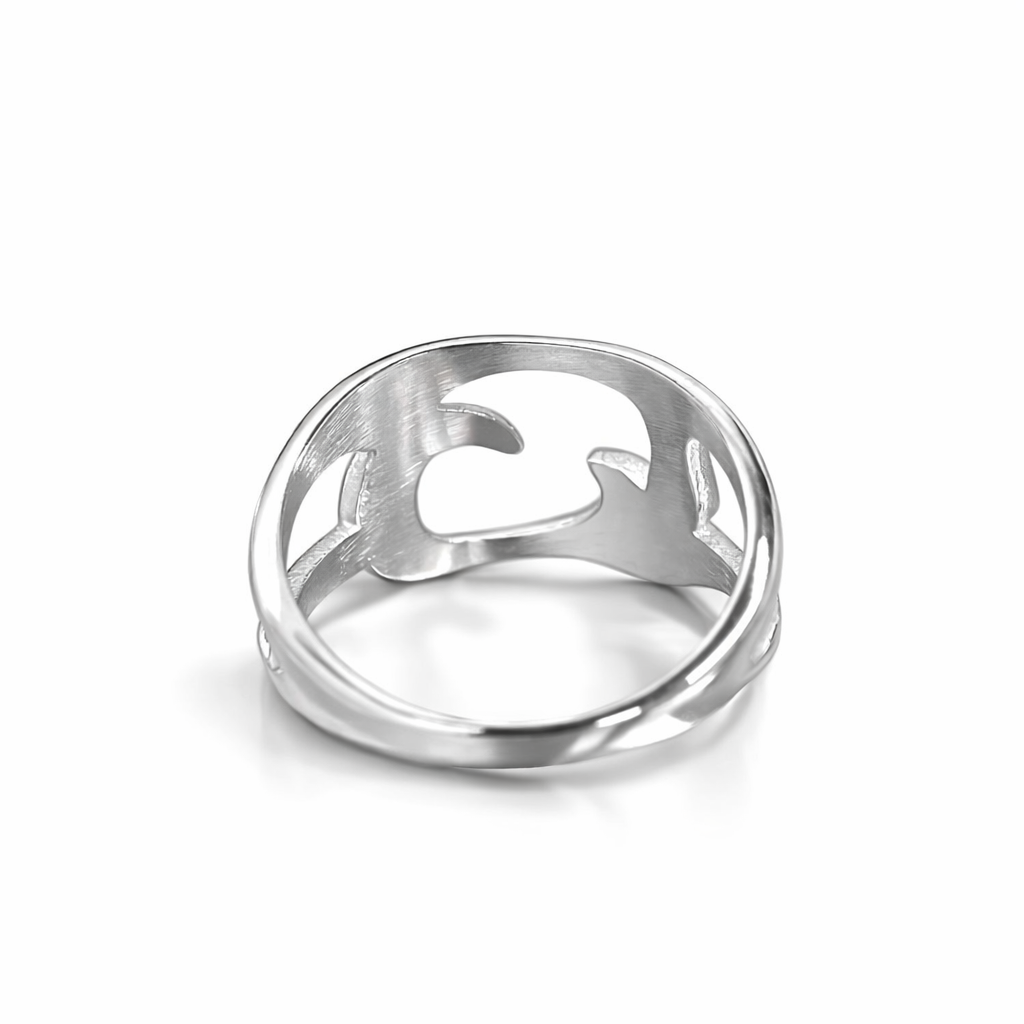 Abstract Flow Stainless Steel Ring – Futuristic Sculpted Open Band