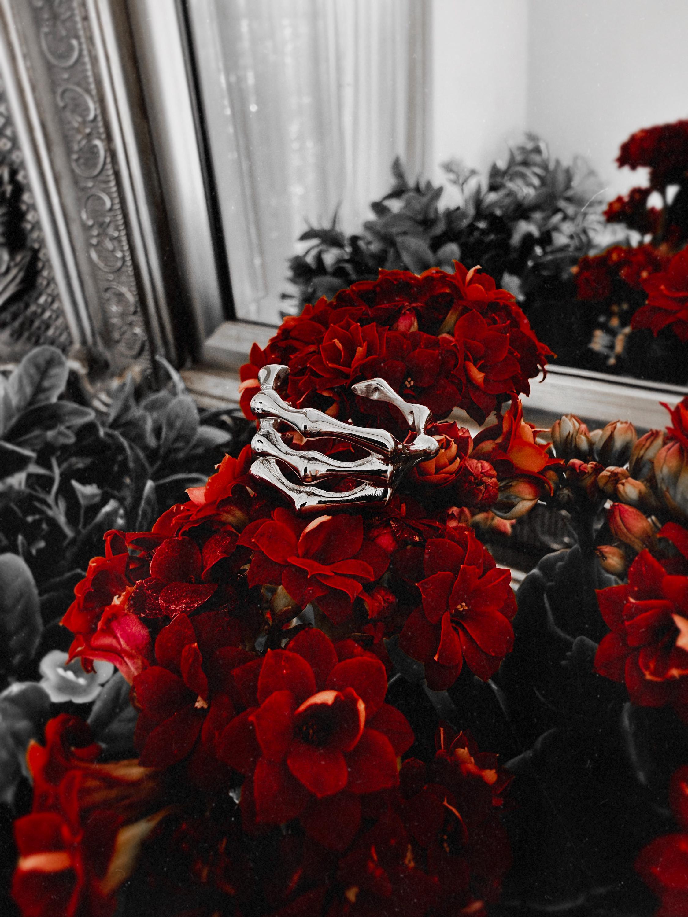 Skeleton Bone Ring – Gothic Y2K Silver Statement Ring | Punk Grunge Aesthetic Jewelry