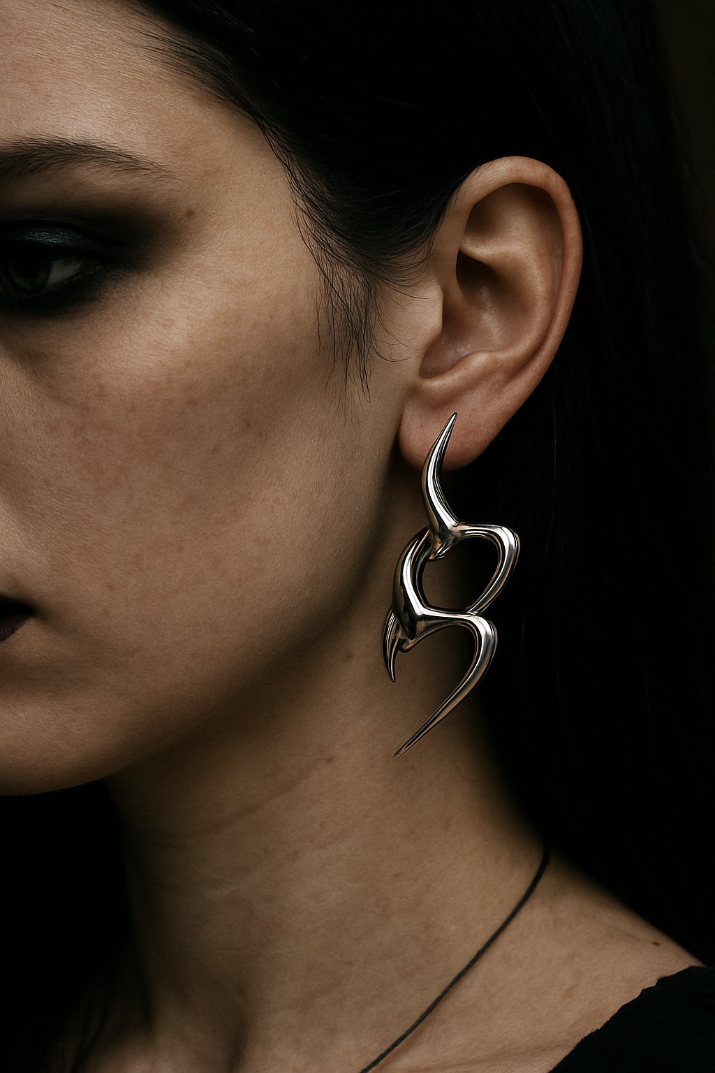 Y2K Silver Flame Earrings | Gothic Chrome Spike Jewelry | Cyberpunk Statement Earrings