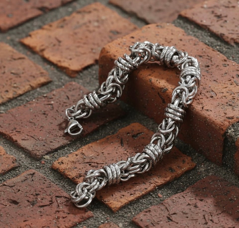 Stainless Steel Chainmail Bracelet – Heavy Rope Link Bracelet
