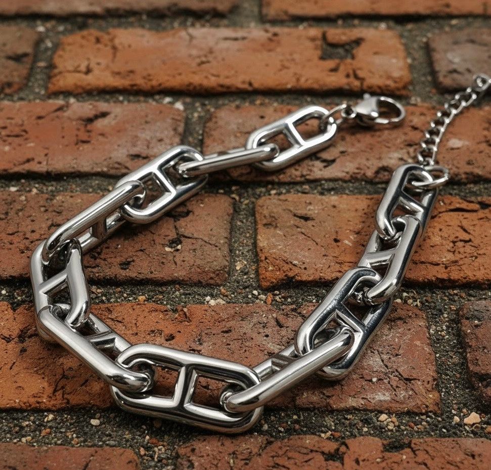 Chunky Rectangle Link Bracelet – Stainless Steel Chain Bracelet