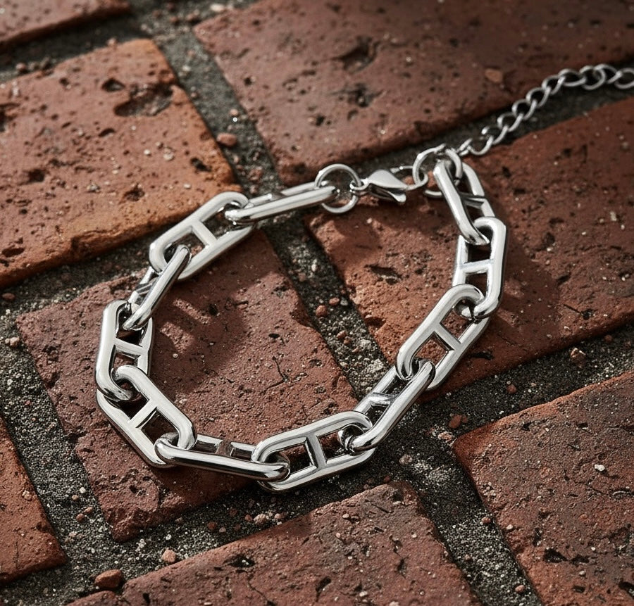 Chunky Rectangle Link Bracelet – Stainless Steel Chain Bracelet