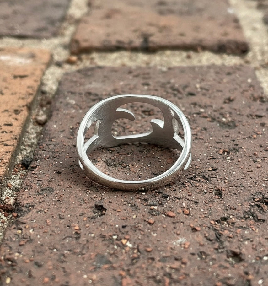 Abstract Flow Stainless Steel Ring – Futuristic Sculpted Open Band