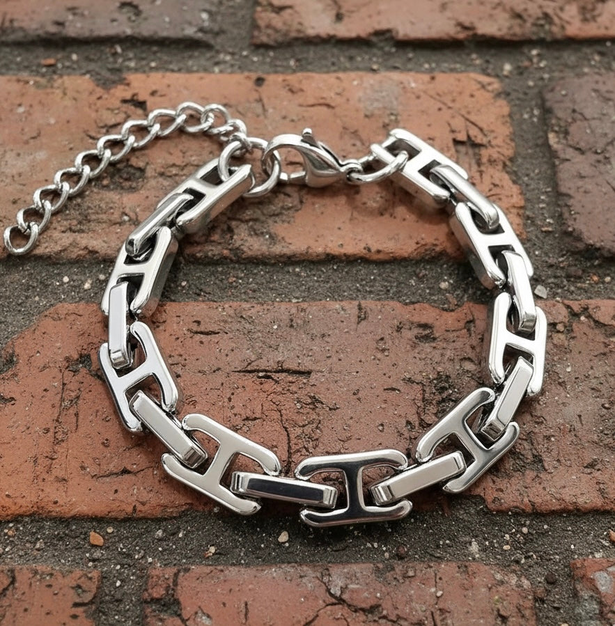 Industrial Bar Link Stainless Steel Bracelet – Heavy Chain