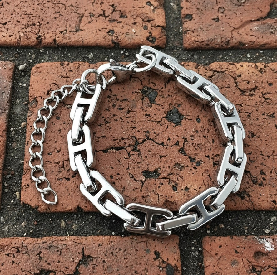 Industrial Bar Link Stainless Steel Bracelet – Heavy Chain