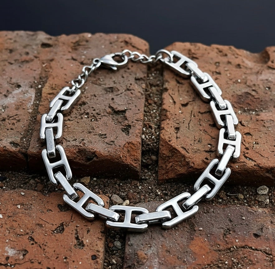 Industrial Bar Link Stainless Steel Bracelet – Heavy Chain