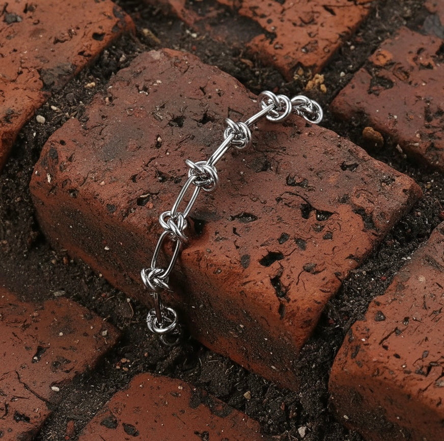 Knot Link Chain Bracelet Stainless Steel | Industrial Gothic Bracelet | Streetwear Jewelry