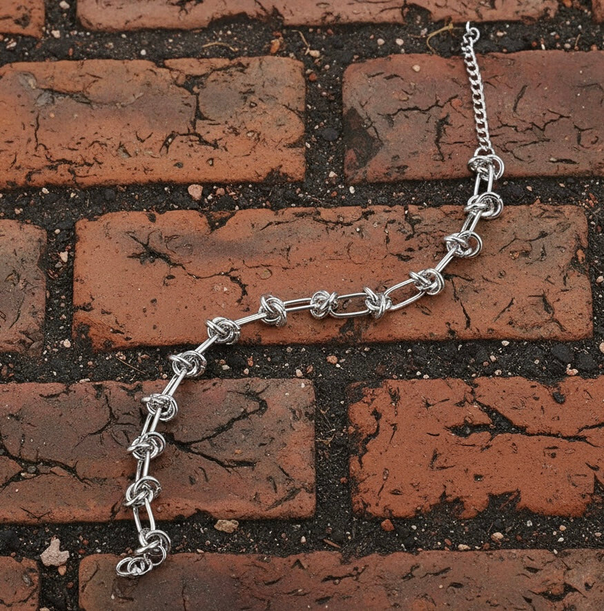 Knot Link Chain Bracelet Stainless Steel | Industrial Gothic Bracelet | Streetwear Jewelry