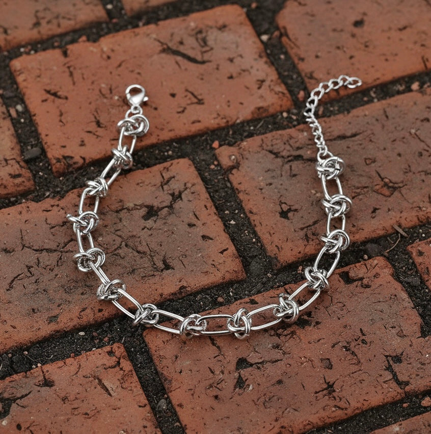 Knot Link Chain Bracelet Stainless Steel | Industrial Gothic Bracelet | Streetwear Jewelry