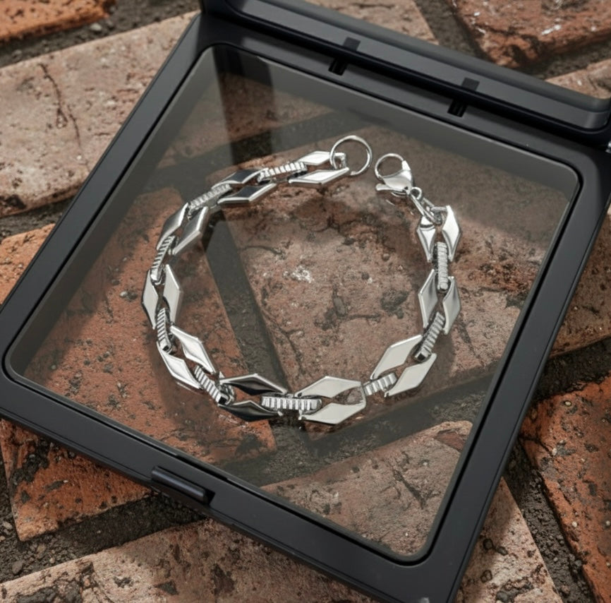 Angular Blade Link Bracelet Stainless Steel | Gothic Chain Bracelet | Cyber Punk Streetwear Jewelry