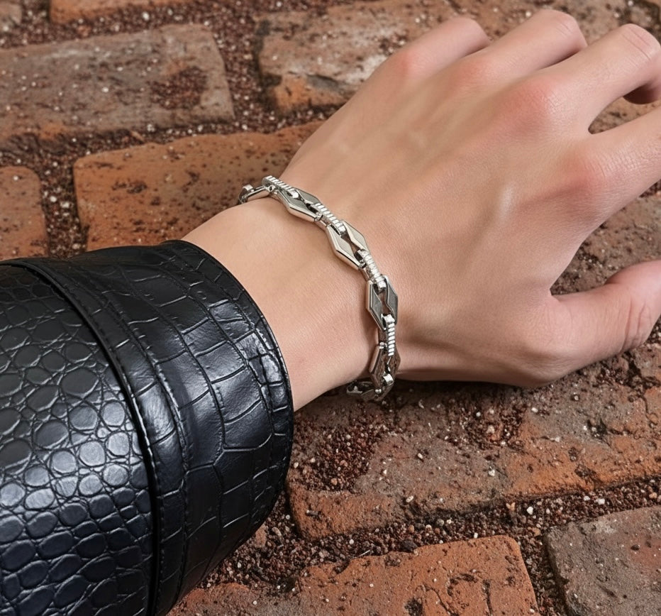 Angular Blade Link Bracelet Stainless Steel | Gothic Chain Bracelet | Cyber Punk Streetwear Jewelry