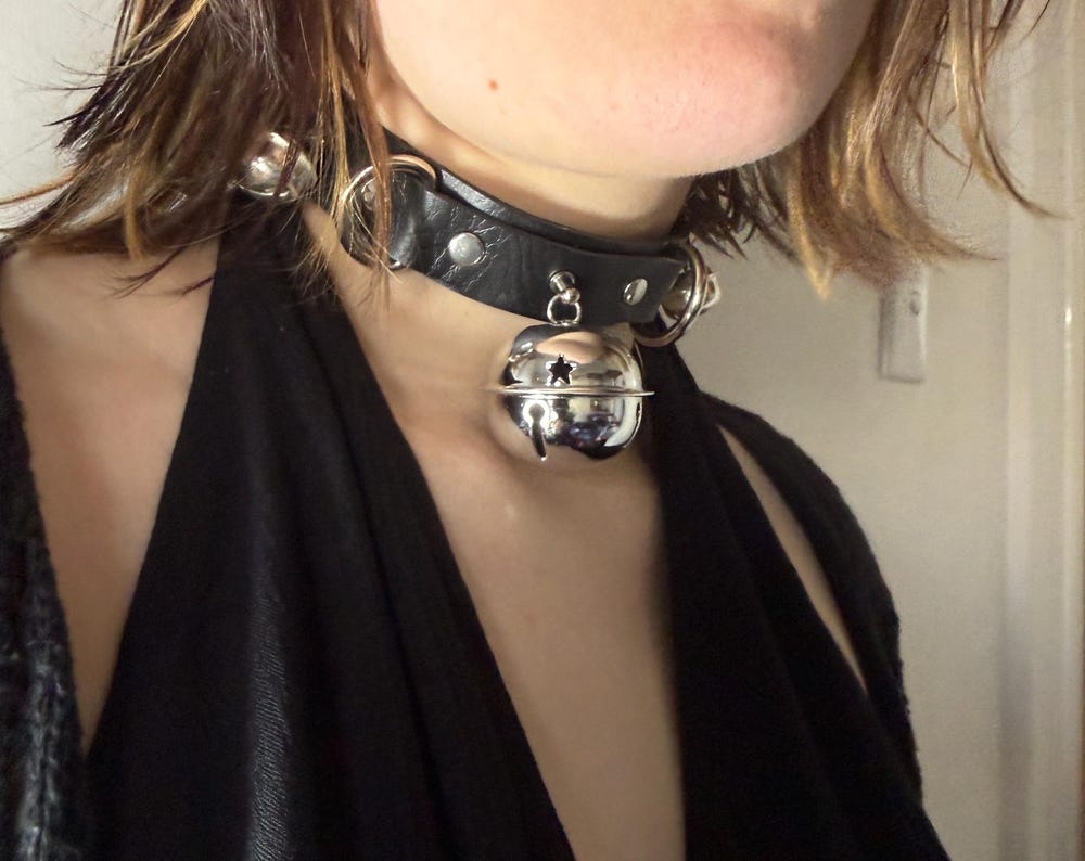 Gothic Black Faux Leather Bell Choker